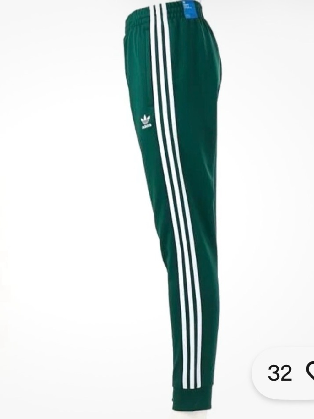adidas Superstar Original Green Track Pants with White Side Stripes - Picture 3 of 13